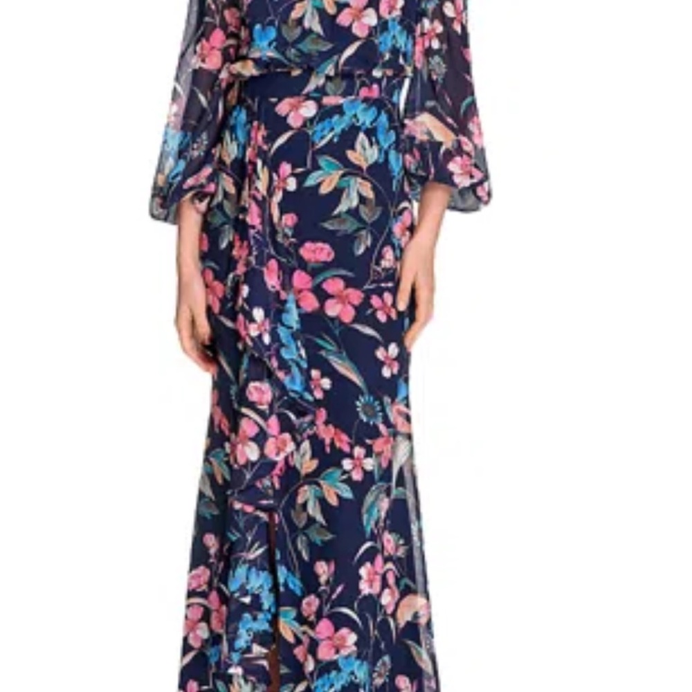 Eliza J Navy Floral Long Sleeve Dress